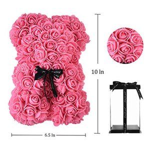 Rose Flower Bear for Anyone Love Rose Gift for Her Eternal Flowers Forever Bear
